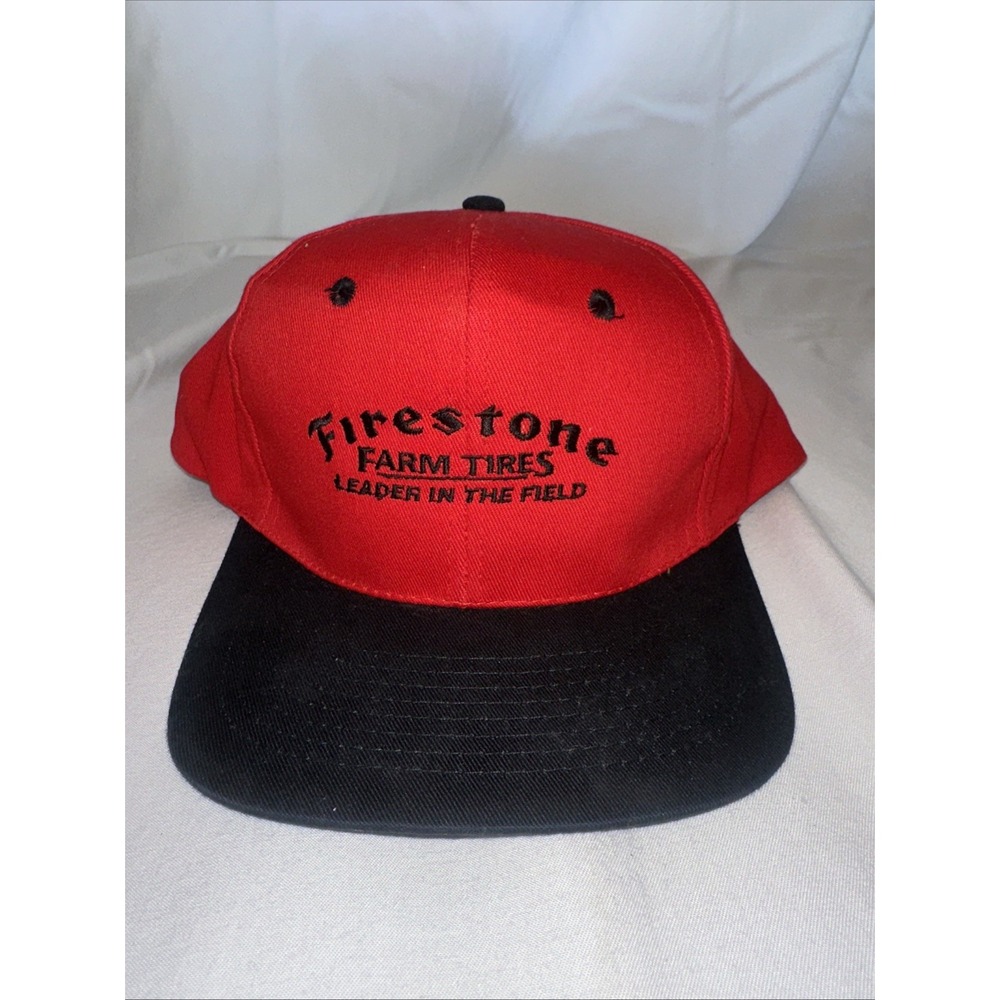 Vintage Firestone Farm Tires - Hat Cap - Red Black - Snapback